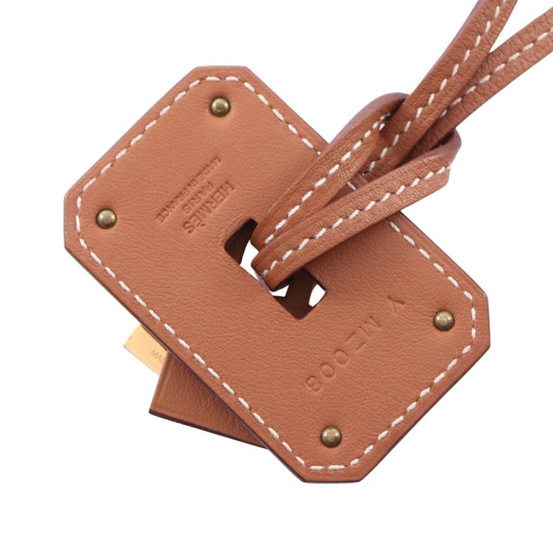 Hermes Necklace O'Kelly GM Leather Gold Brown