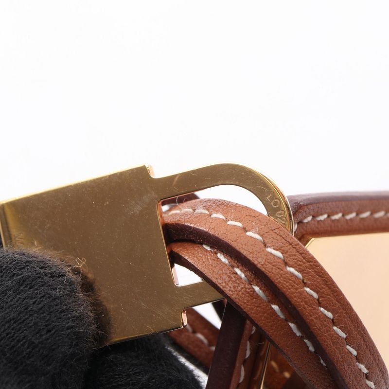 Hermes Necklace O'Kelly GM Leather Gold Brown