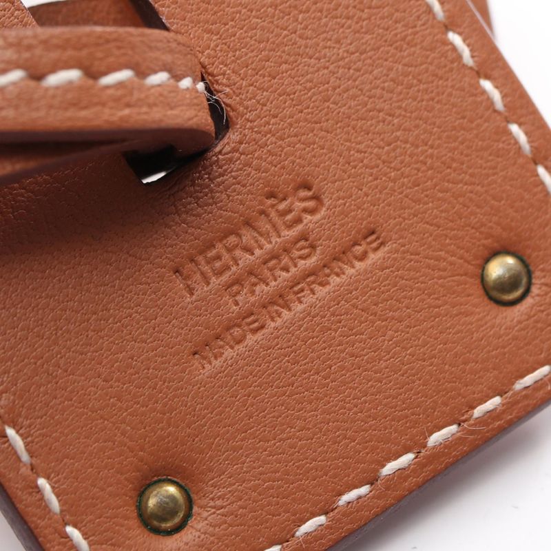 Hermes Necklace O'Kelly GM Leather Gold Brown