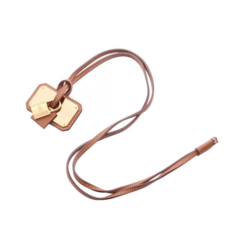 Hermes Necklace O'Kelly GM Leather Gold Brown
