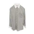 Celine Triomphe Embroidery Silk Cotton Shirt Gray White