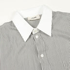 Celine Triomphe Embroidery Silk Cotton Shirt Gray White