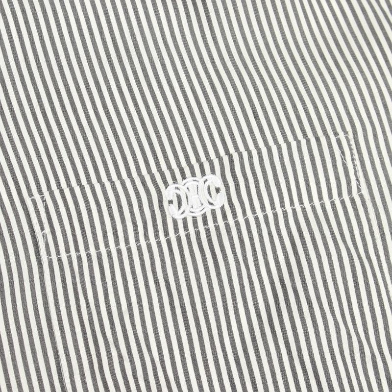 Celine Triomphe Embroidery Silk Cotton Shirt Gray White
