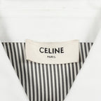 Celine Triomphe Embroidery Silk Cotton Shirt Gray White