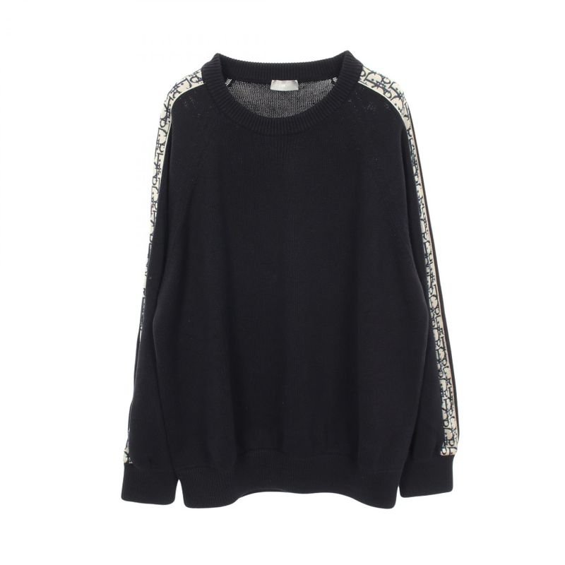 Dior Knit Cotton Silk Sweater Navy Beige