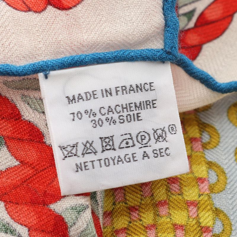 Hermes Scarf Carre Geant 140 Dressage Tressage Silk Cashmere White Multi-color