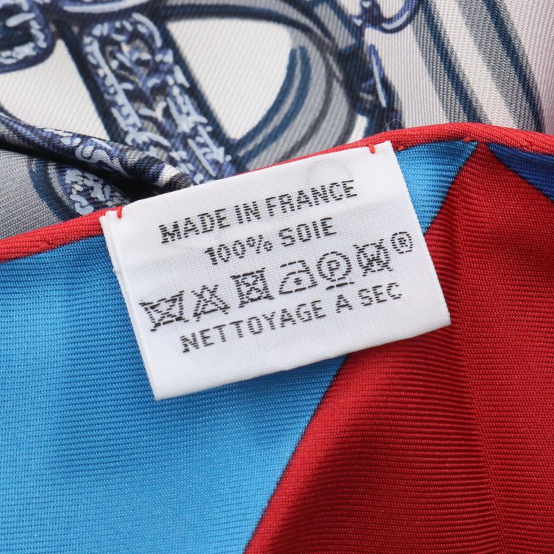 Hermes Scarf Triangle Jean Brides de Gala Silk Shawl Blue Yellow Red