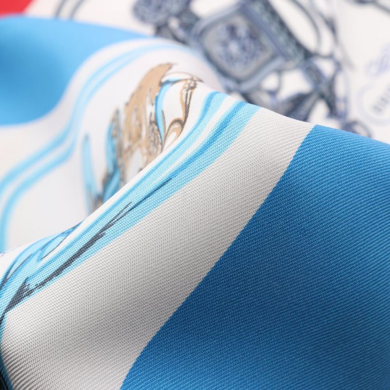 Hermes Scarf Triangle Jean Brides de Gala Silk Shawl Blue Yellow Red