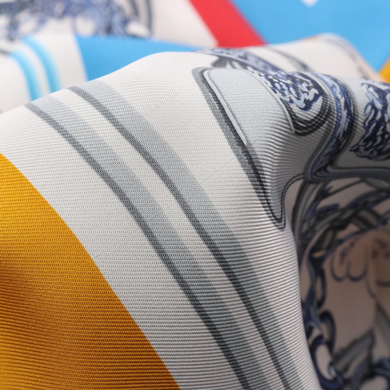 Hermes Scarf Triangle Jean Brides de Gala Silk Shawl Blue Yellow Red