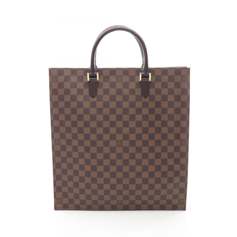 Louis Vuitton Tote Sac Plat Canvas Leather Ebene Brown