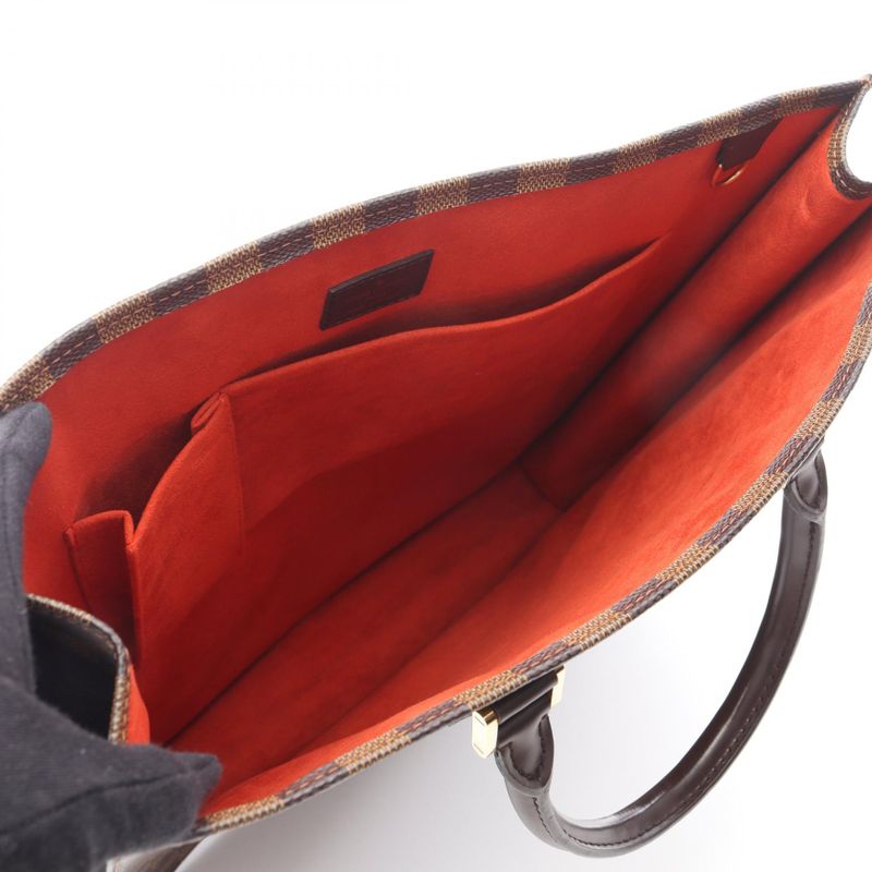 Louis Vuitton Tote Sac Plat Canvas Leather Ebene Brown