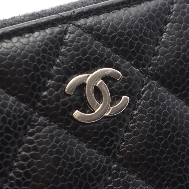 Chanel Round Wallet Quilted Black Leather