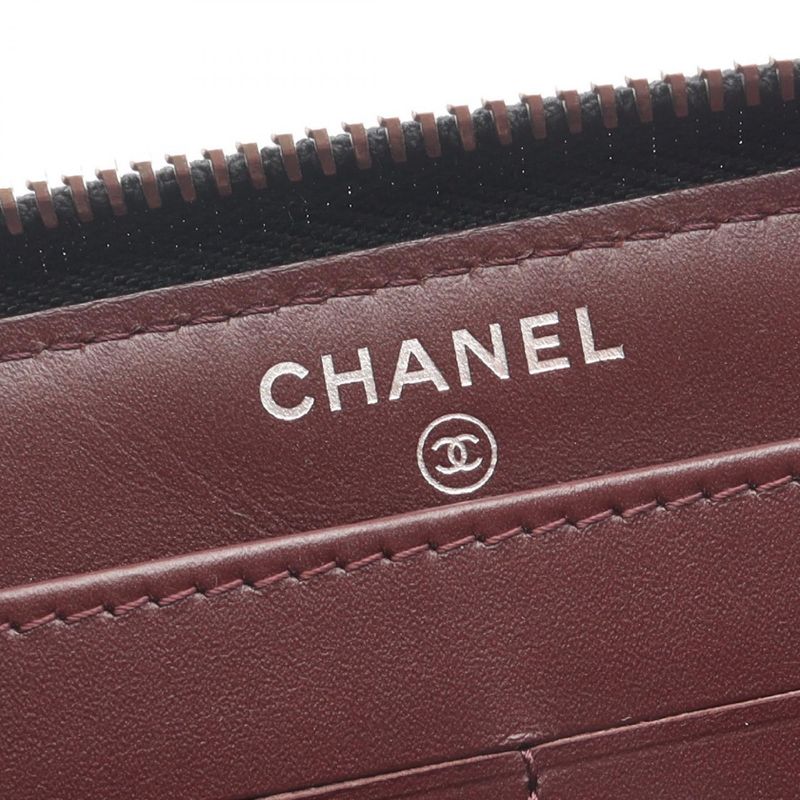 Chanel Round Wallet Quilted Black Leather