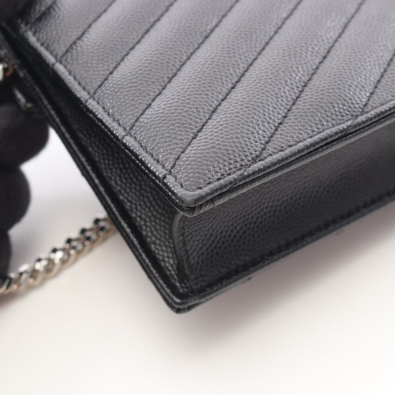 Saint Laurent Paris Shoulder Bag Monogram Envelope Black Leather