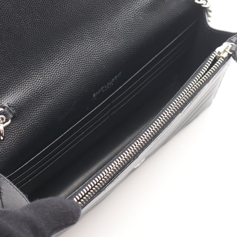 Saint Laurent Paris Shoulder Bag Monogram Envelope Black Leather
