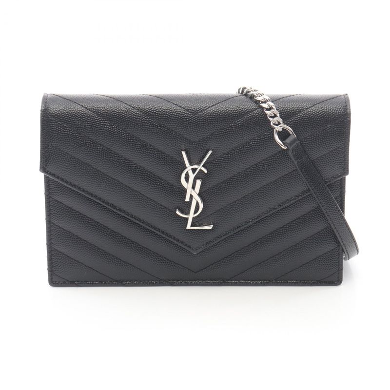 Saint Laurent Paris Shoulder Bag Monogram Envelope Black Leather