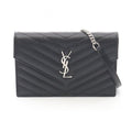 Saint Laurent Paris Shoulder Bag Monogram Envelope Black Leather