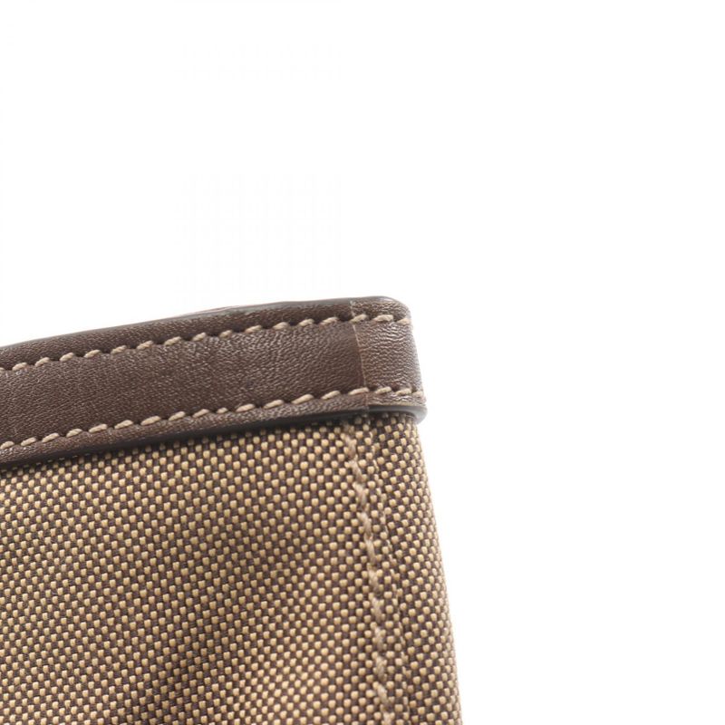 Prada Tote Logo Jacquard Brown Canvas Leather Beige
