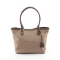 Prada Tote Logo Jacquard Brown Canvas Leather Beige