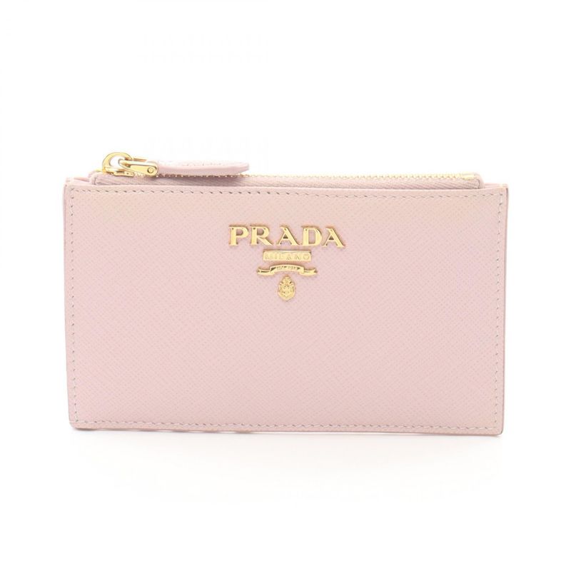 Prada Card Case Saffiano Metal Light Pink Leather Coin