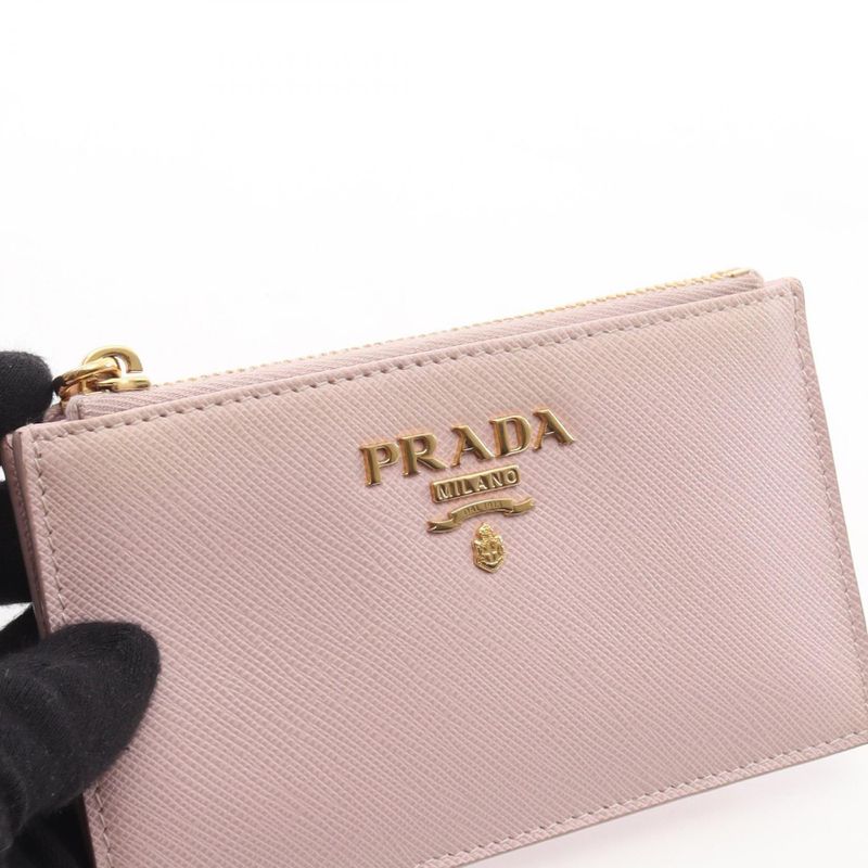 Prada Card Case Saffiano Metal Light Pink Leather Coin