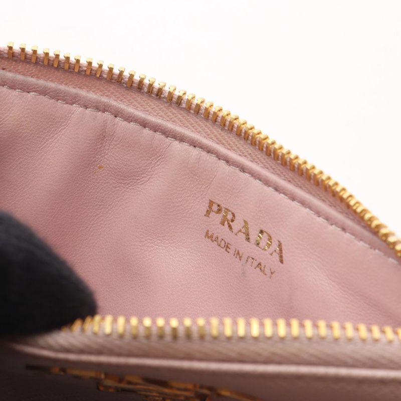 Prada Card Case Saffiano Metal Light Pink Leather Coin