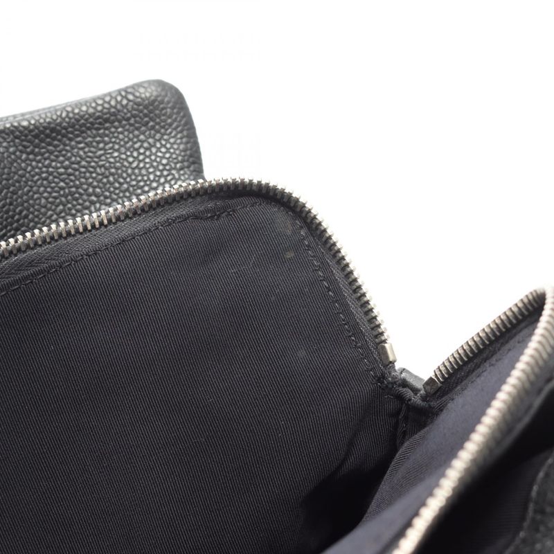 Chanel Shoulder Bag CC Logo Black Leather Calf Chain Tote