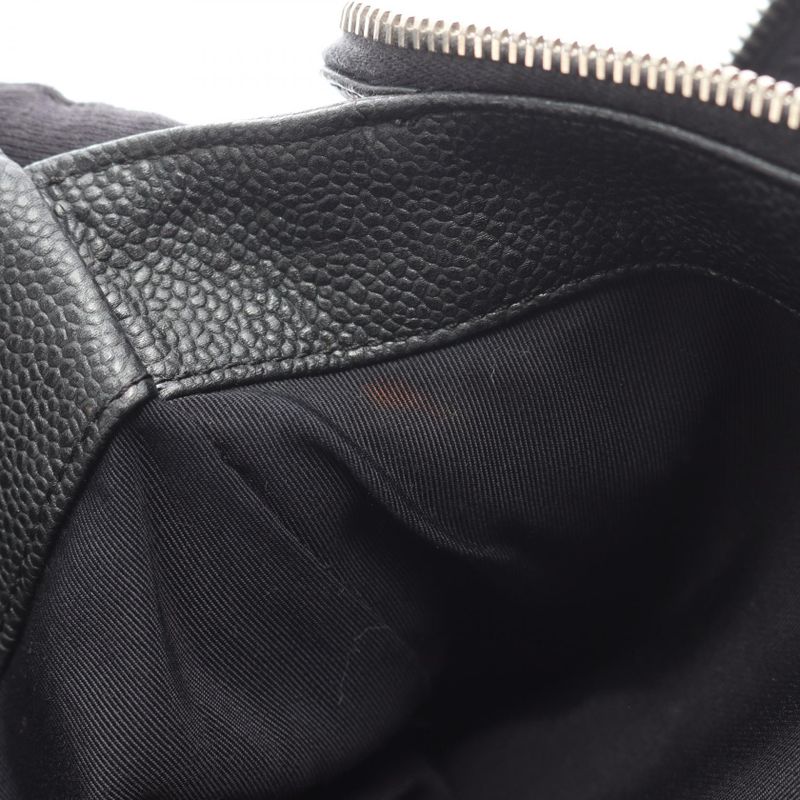 Chanel Shoulder Bag CC Logo Black Leather Calf Chain Tote