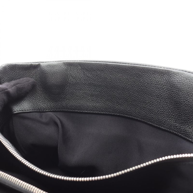 Chanel Shoulder Bag CC Logo Black Leather Calf Chain Tote
