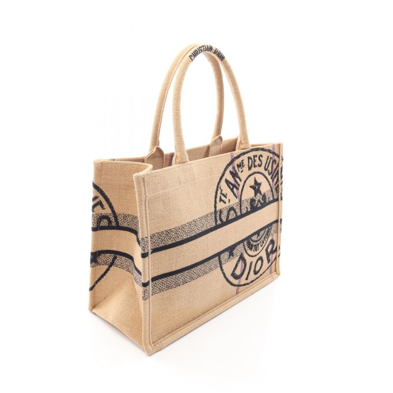 Dior Tote Book Natural Black Beige Multicolor