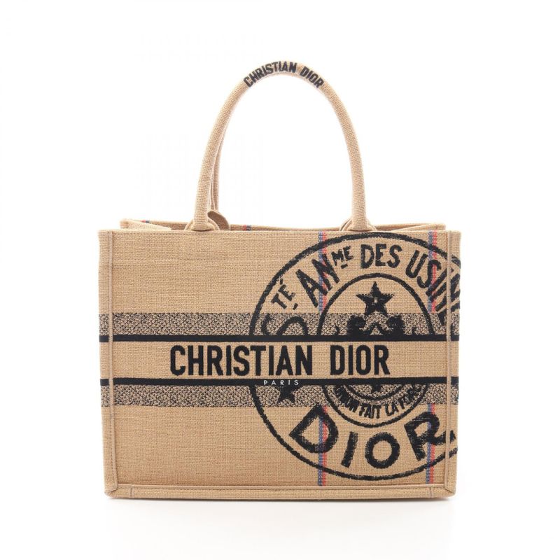 Dior Tote Book Natural Black Beige Multicolor