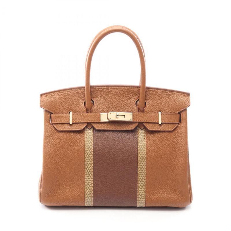 Hermes Handbag Birkin 30 Gold Maronde Indy Fishel Ficel Beige Brown