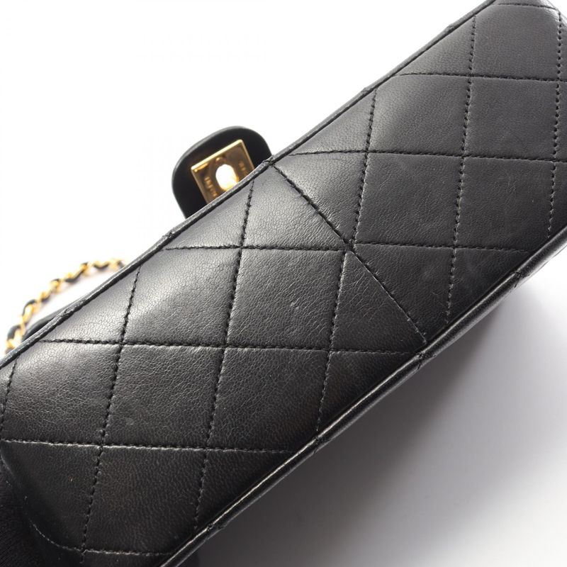 Chanel Shoulder Bag Mini Quilted 20 Black Lambskin