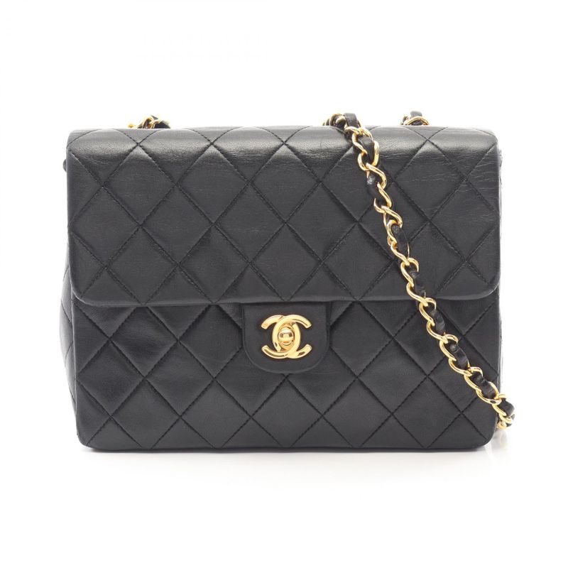 Chanel Shoulder Bag Mini Quilted 20 Black Lambskin