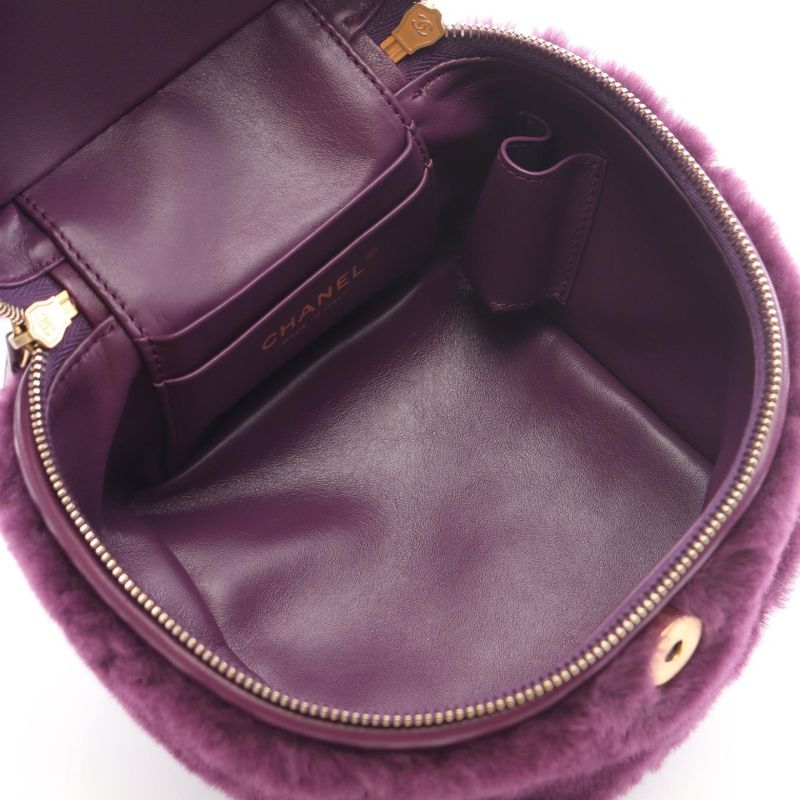 Chanel Shoulder Bag Quilted Vanity Purple Lambskin 2-Way