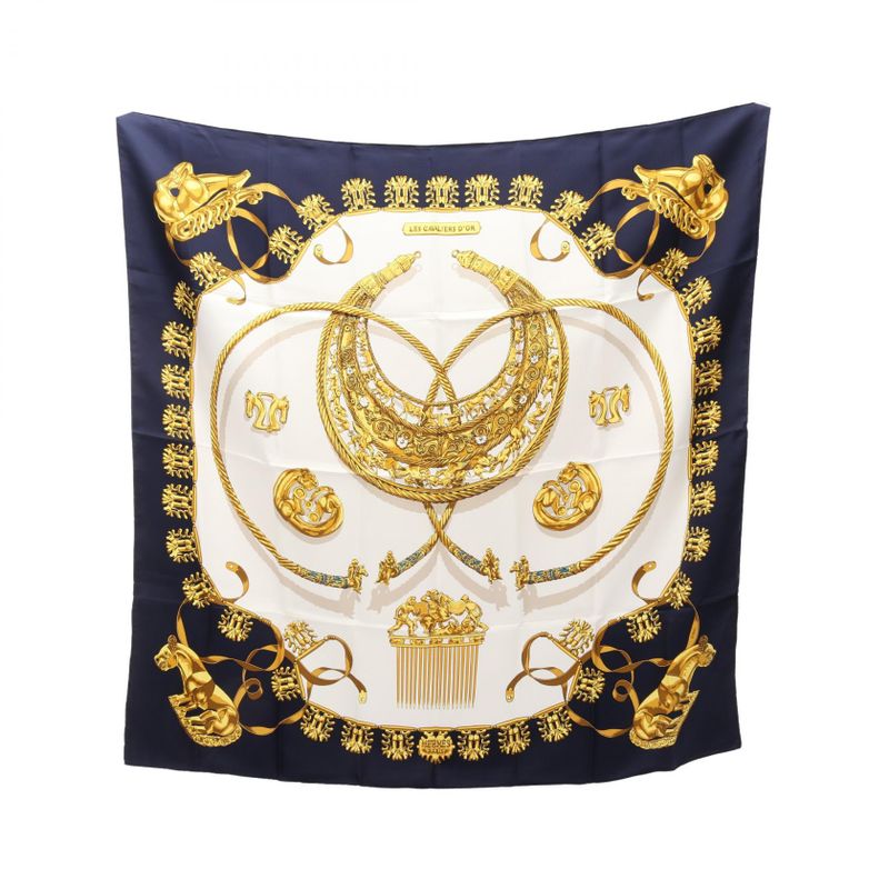 Hermes Scarf Carre 90 les Cavaliers D'Or Silk