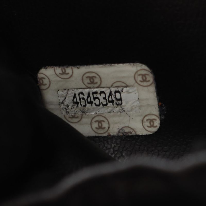 Chanel Handbag CC Logo Black Leather Calf Side