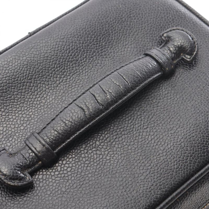 Chanel Handbag CC Logo Black Leather Calf Side