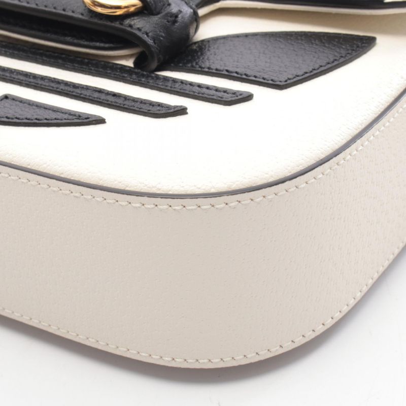 Gucci Shoulder Bag Adidas Horsebit White Black Leather