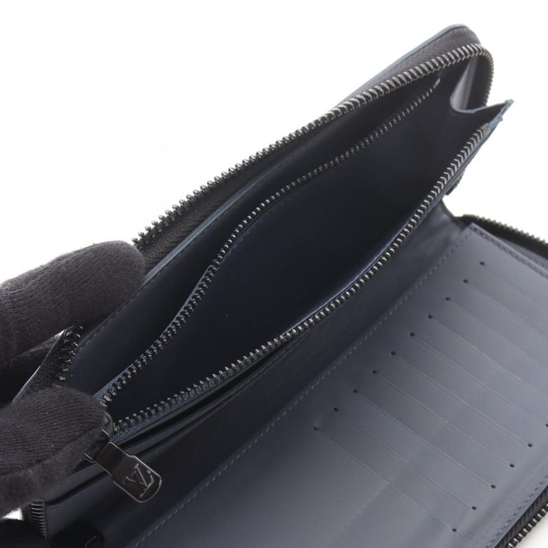 Louis Vuitton Round Wallet Zippy Vertical Navy Leather