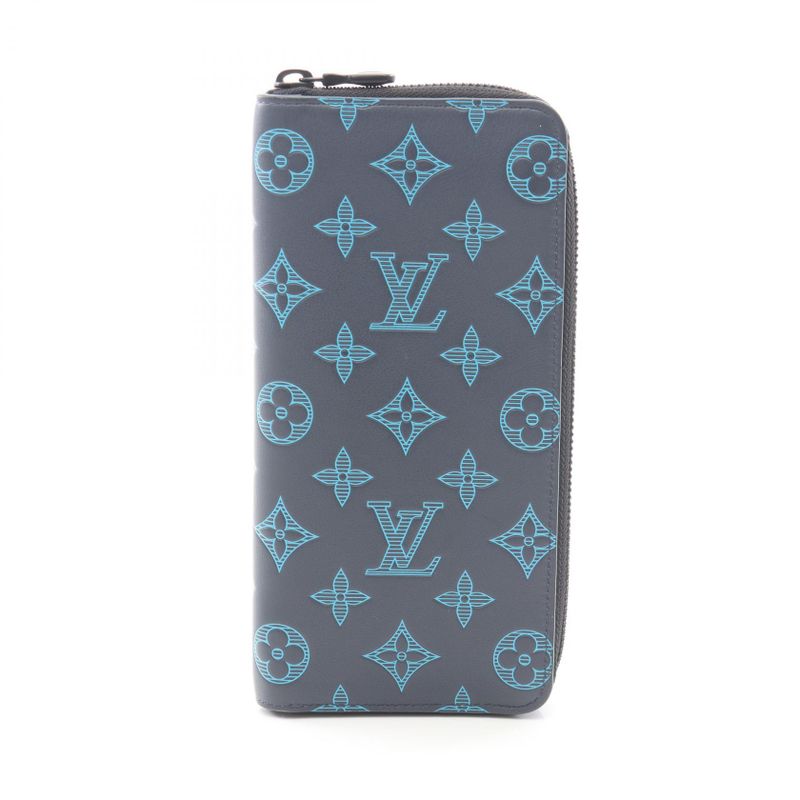 Louis Vuitton Round Wallet Zippy Vertical Navy Leather