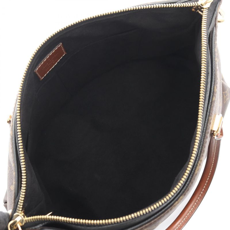 Louis Vuitton Handbag Pallas Noir Black Canvas Leather Brown