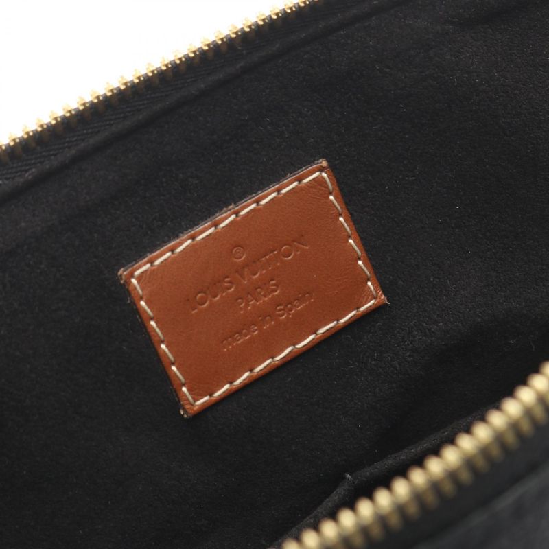Louis Vuitton Handbag Pallas Noir Black Canvas Leather Brown