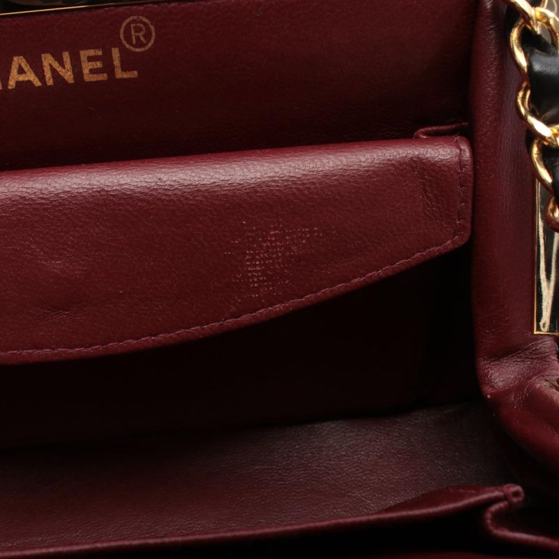 Chanel Shoulder Bag Chevron Stitch Black Lambskin