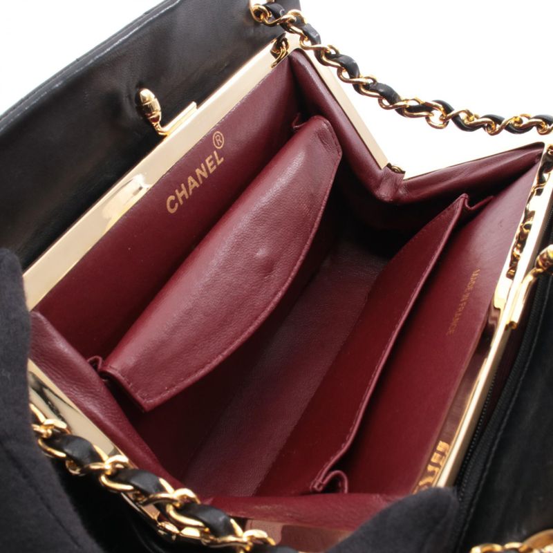 Chanel Shoulder Bag Chevron Stitch Black Lambskin