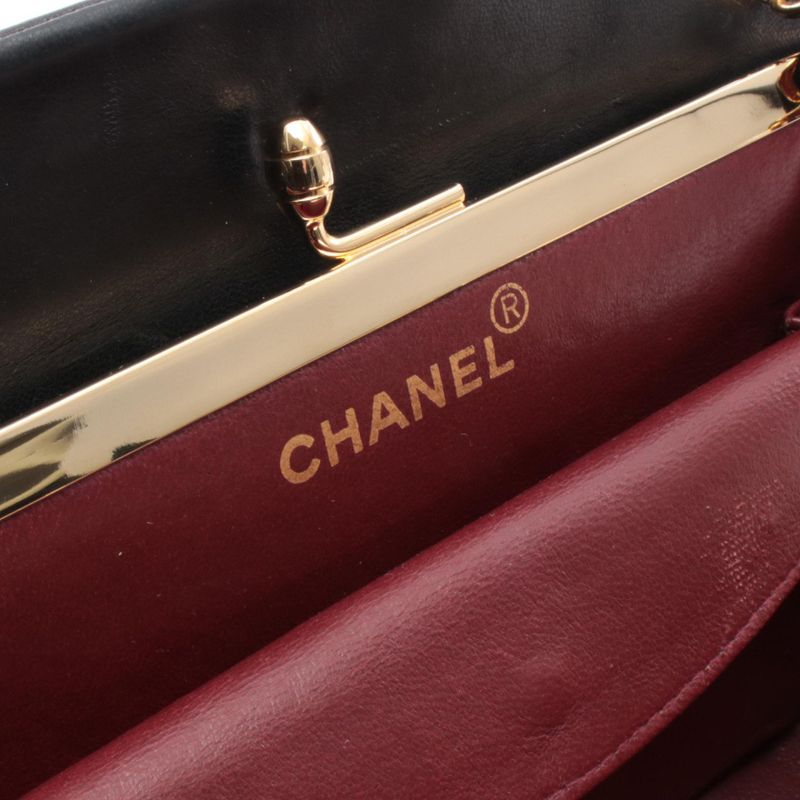 Chanel Shoulder Bag Chevron Stitch Black Lambskin