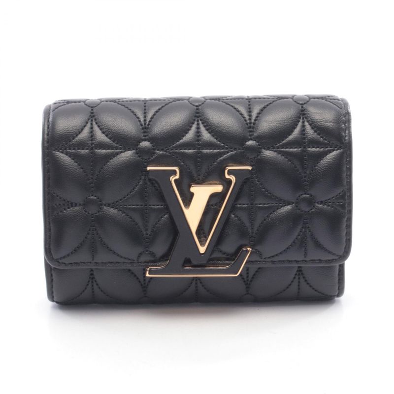 Louis Vuitton Trifold Wallet Portefeuille Capucines Compact Flower Quilted