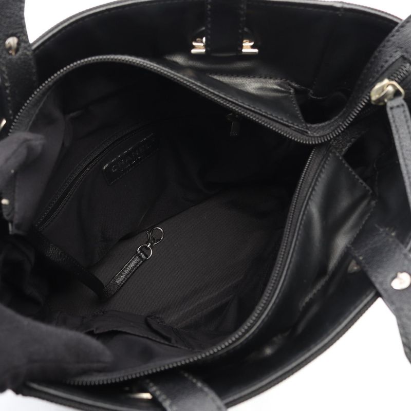 Chanel Tote Paris Biarritz PM Black Canvas Leather