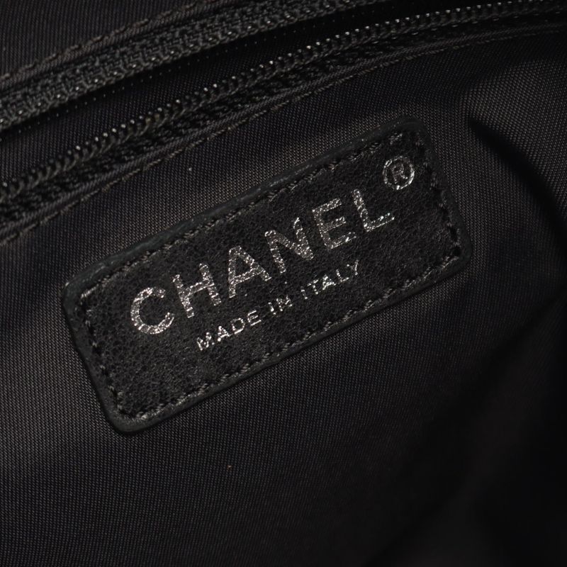 Chanel Tote Paris Biarritz PM Black Canvas Leather
