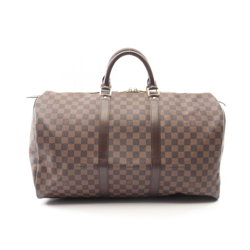 Louis Vuitton Boston Bag Keepall 50 Canvas Leather Ebene Brown
